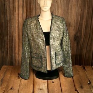 MICHAEL KORS WOOL SHORT VEST SZ 4/ Black and Gold Blazer NWOT .